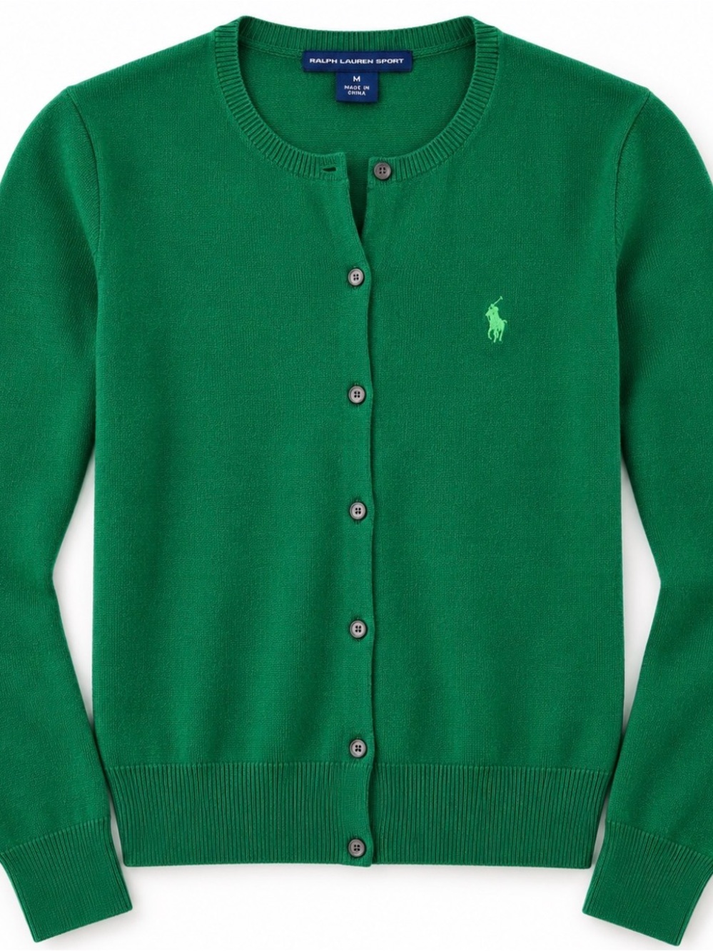 Ralph Lauren Green Button-Front Crew Cardigan